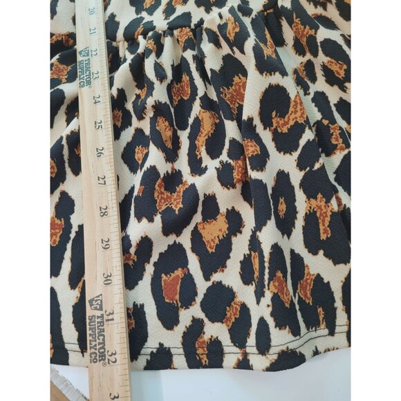 Park Avenue Leopard Print Bell Bottom Flare Pants L Pull On Elastic Waist - Picture 10 of 11